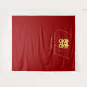 Paar initialen rood Chinees bruiloft foto achtergr Wandkleed (Voorkant (horizontaal))