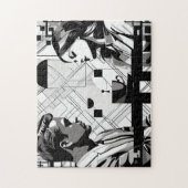 Paar Intriges in Zwart-wit Modern Café Legpuzzel (Verticaal)