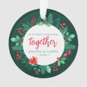 Paar is onze eerste kerstkrans samen ornament (voorkant)