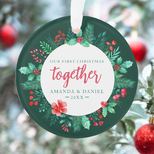 Paar is onze eerste kerstkrans samen ornament