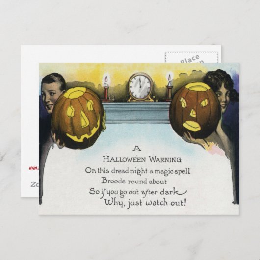 Paar Jack O Lantern Pumpkin Briefkaart (Voorkant / Achterkant)