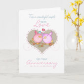 Paar Jubileum Kaart met Tortelduifjes - Lesbisch (Gele Bloem)