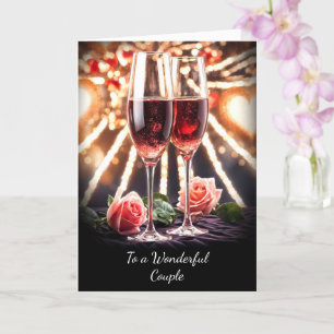 Paar Jubileum met twee fluiten van champagne Kaart