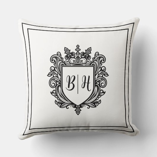 Paar kam initialen Wit Sierkussen (Achterkant)