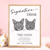 Paar Kat Bruiloft Handtekening Drink Teken Poster