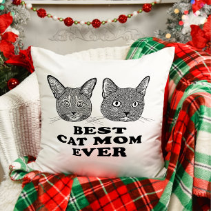 Paar Kat Hand Tekening Gepersonaliseerde Kerstmis Kussen