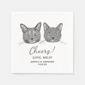 Paar Kat Hand Tekening Gepersonaliseerde Proost Servet (Voorkant)