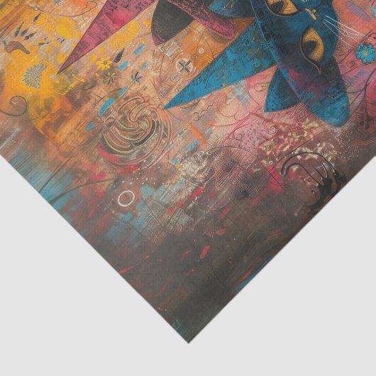 Paar Katten Dragen Petten Tissuepapier (Detail)