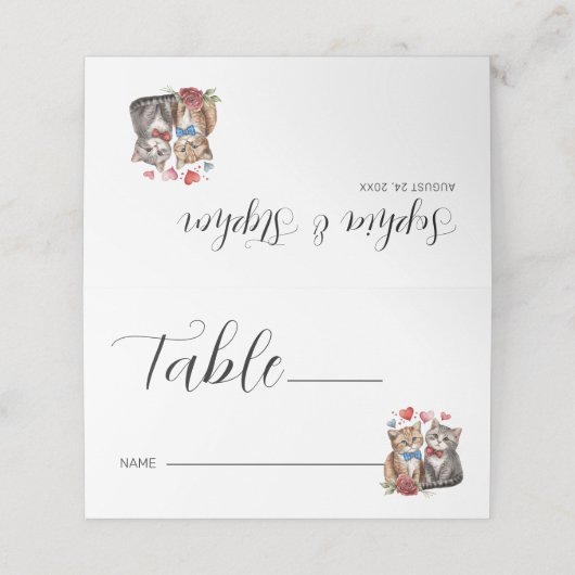 Paar Katten in Liefde Plaatskaartje (Buitenkant ongevouwen)