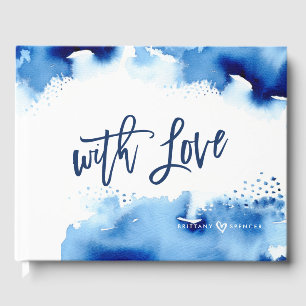 PAAR KEEPSAKE blauw waterverf handlettered Gastenboek