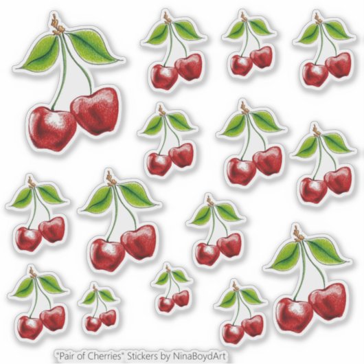 "Paar Kersen" Custom-Cut Vinyl Stickers (Voorkant)