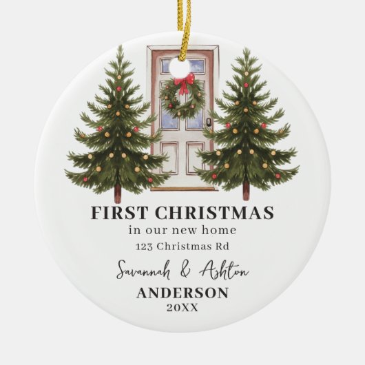 Paar Kerst Keepsake Eerste kerst Keramisch Ornament (Voorkant)