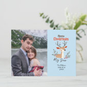 Paar Kerst Rendier Custom Photo Holiday Feestdagenkaart (Staand voorkant)