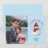 Paar Kerst Sneeuwman Schattigee Custom Photo Holid Feestdagenkaart (Voorkant / Achterkant)