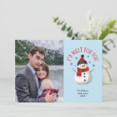 Paar Kerst Sneeuwman Schattigee Custom Photo Holid Feestdagenkaart (Staand voorkant)