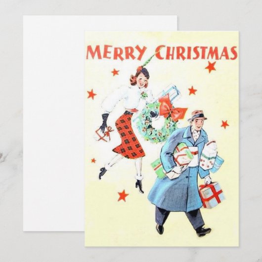  paar kerstinkopen feestdagenkaart (Voorkant / Achterkant)