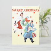 paar kerstinkopen feestdagenkaart (Staand voorkant)