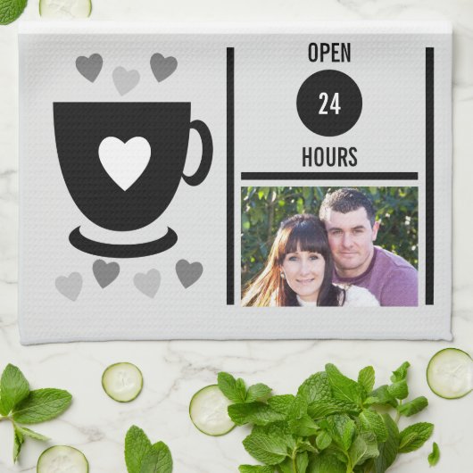 Paar keuken beste datum koffiefoto zwart theedoek (Gevouwen)