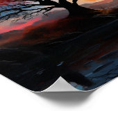 Paar kijken naar de zon bij het meer poster (Hoek)