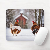 Paar Kippen In Sneeuw Muismat (Met muis)