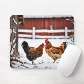 Paar Kippen In Sneeuw Muismat (Met muis)