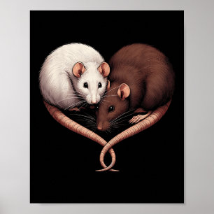 Paar Kleine Knaagdier Pet Happy Heart Love Schatti Poster