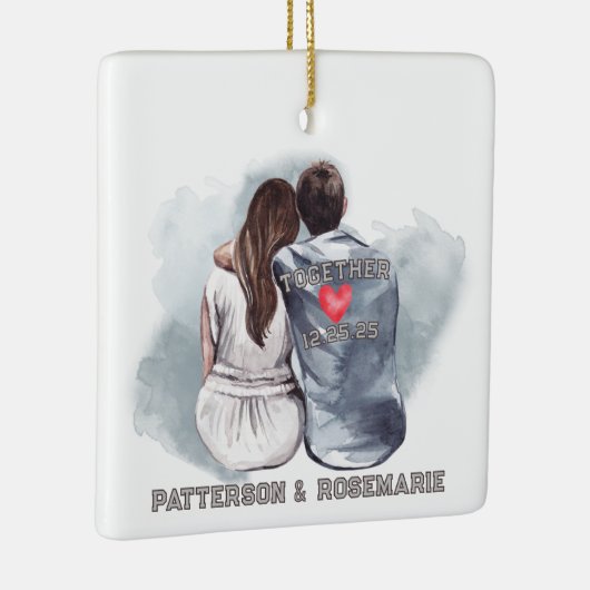 Paar Knuffelen - Romantisch Terug Uitzicht Keramisch Ornament (Rechts)