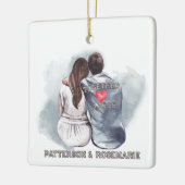 Paar Knuffelen - Romantisch Terug Uitzicht Keramisch Ornament (Links)