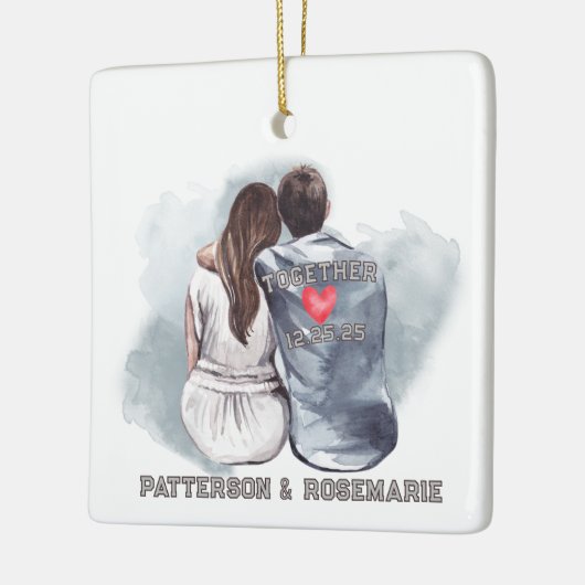 Paar Knuffelen - Romantisch Terug Uitzicht Keramisch Ornament (Links)