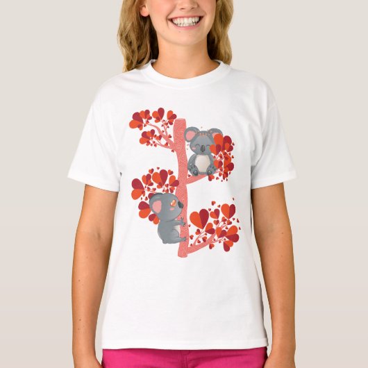 Paar koalas met hartenboom t-shirt (Voorkant)