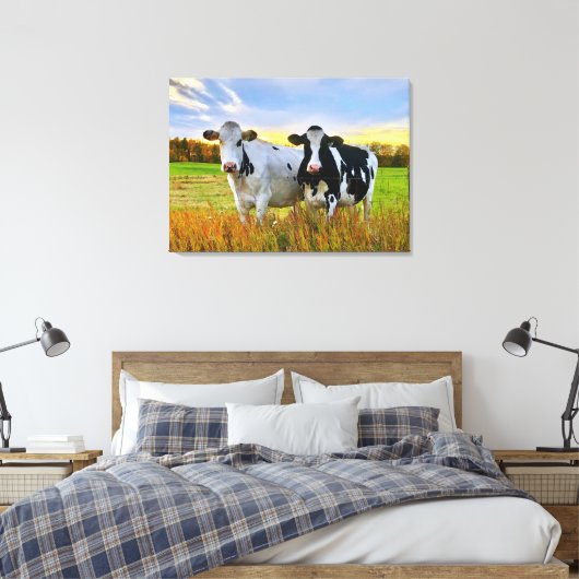 Paar Koeien in de wei Canvas Afdruk (Insitu (Slaapkamer))