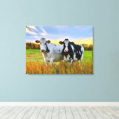 Paar Koeien in de wei Canvas Afdruk (Insitu (Houten vloer))