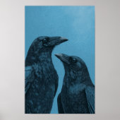 Paar kraaien op een blauwe achtergrond poster (Voorkant)