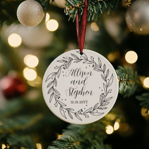 Paar krans namen   Trouwdatum Foto Keepsake Keramisch Ornament