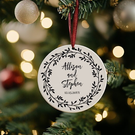 Paar krans namen | Trouwdatum Foto Keepsake Keramisch Ornament