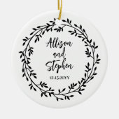 Paar krans namen | Trouwdatum Foto Keepsake Keramisch Ornament (Voorkant)