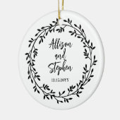 Paar krans namen | Trouwdatum Foto Keepsake Keramisch Ornament (Links)