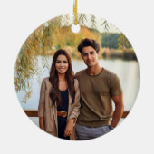 Paar krans namen | Trouwdatum Foto Keepsake Keramisch Ornament (Achterkant)