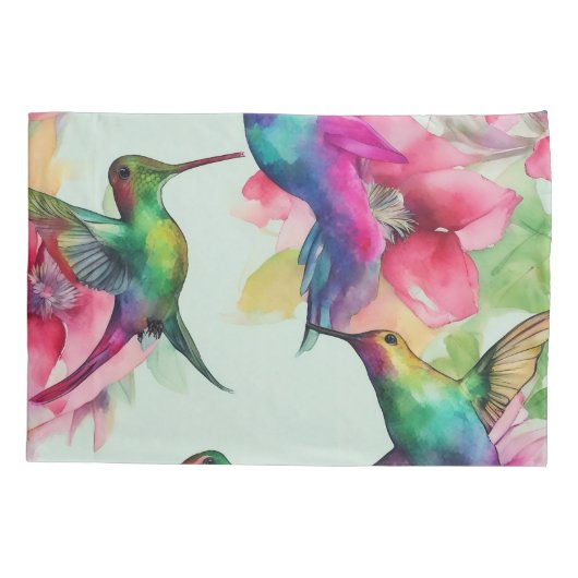 Paar Kussen hoesjes Bloemen Humming Bird Kussensloop (Achterkant-Links)