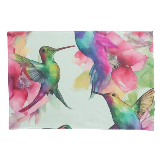 Paar Kussen hoesjes Bloemen Humming Bird Kussensloop (Voorkant-Links)