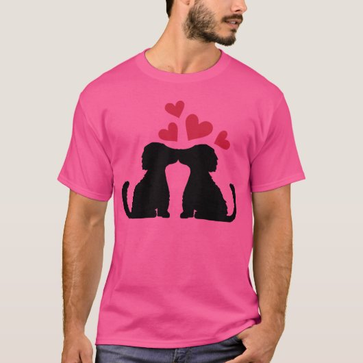 Paar kussen honden in vriend jongen t-shirt (Voorkant)