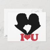 Paar Kussen Silhouet met I ♥ U Tekst Briefkaart (Voorkant / Achterkant)