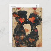 Paar kussen Valentijnsdag Briefkaart (Voorkant / Achterkant)