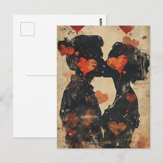 Paar kussen Valentijnsdag Briefkaart (Voorkant / Achterkant)