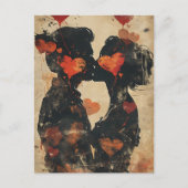 Paar kussen Valentijnsdag Briefkaart (Voorkant)