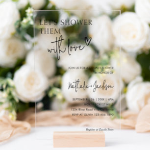 Paar Laten we ze douchen met Love Bridal Acryl Uitnodigingen