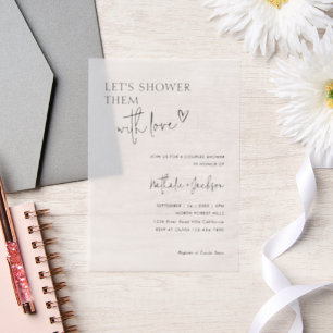 Paar Laten we ze douchen met Love Bridal Vellum Uitnodigingen