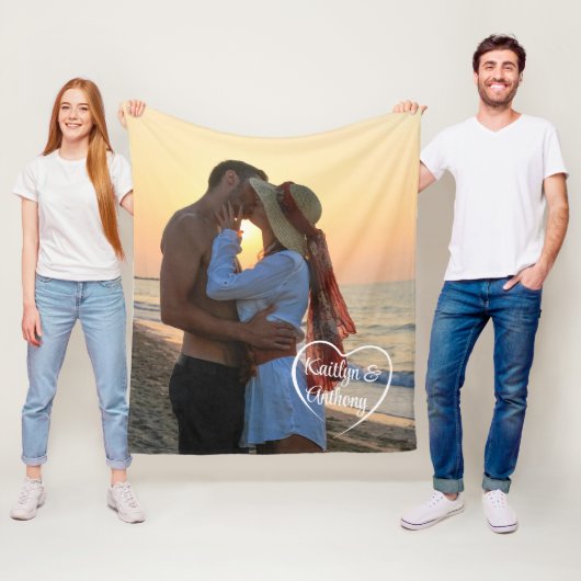 Paar liefde hart foto namen fleece deken (In situ)