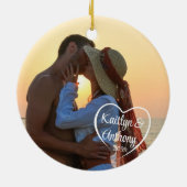 Paar liefde hart foto namen keramisch ornament (Achterkant)