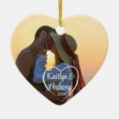 Paar liefde hart foto namen keramisch ornament (Voorkant)